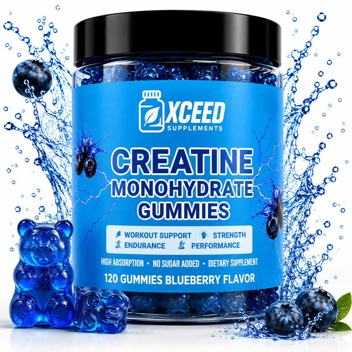 Creatine Monohydrate Gummies Jar - Blueberry Flavor